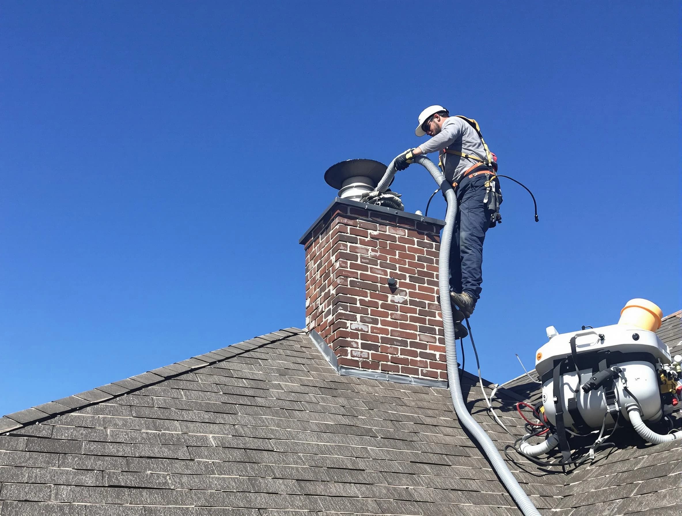 Dedicated White City Chimney Sweep team member cleaning a chimney in White City, UT