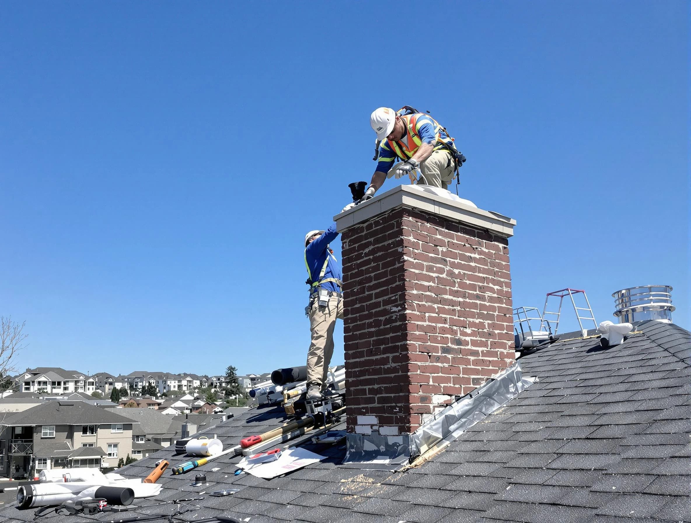 White City Chimney Sweep repairing a chimney crown in White City, UT