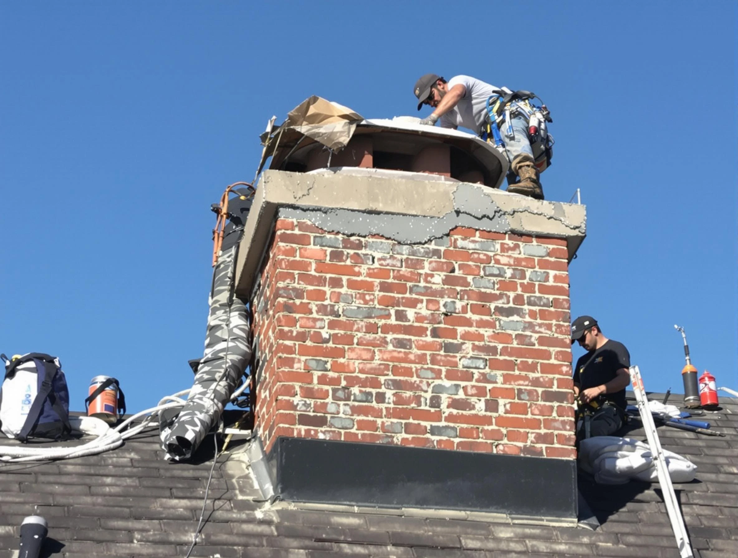 White City Chimney Sweep installing a custom chimney crown in White City, UT