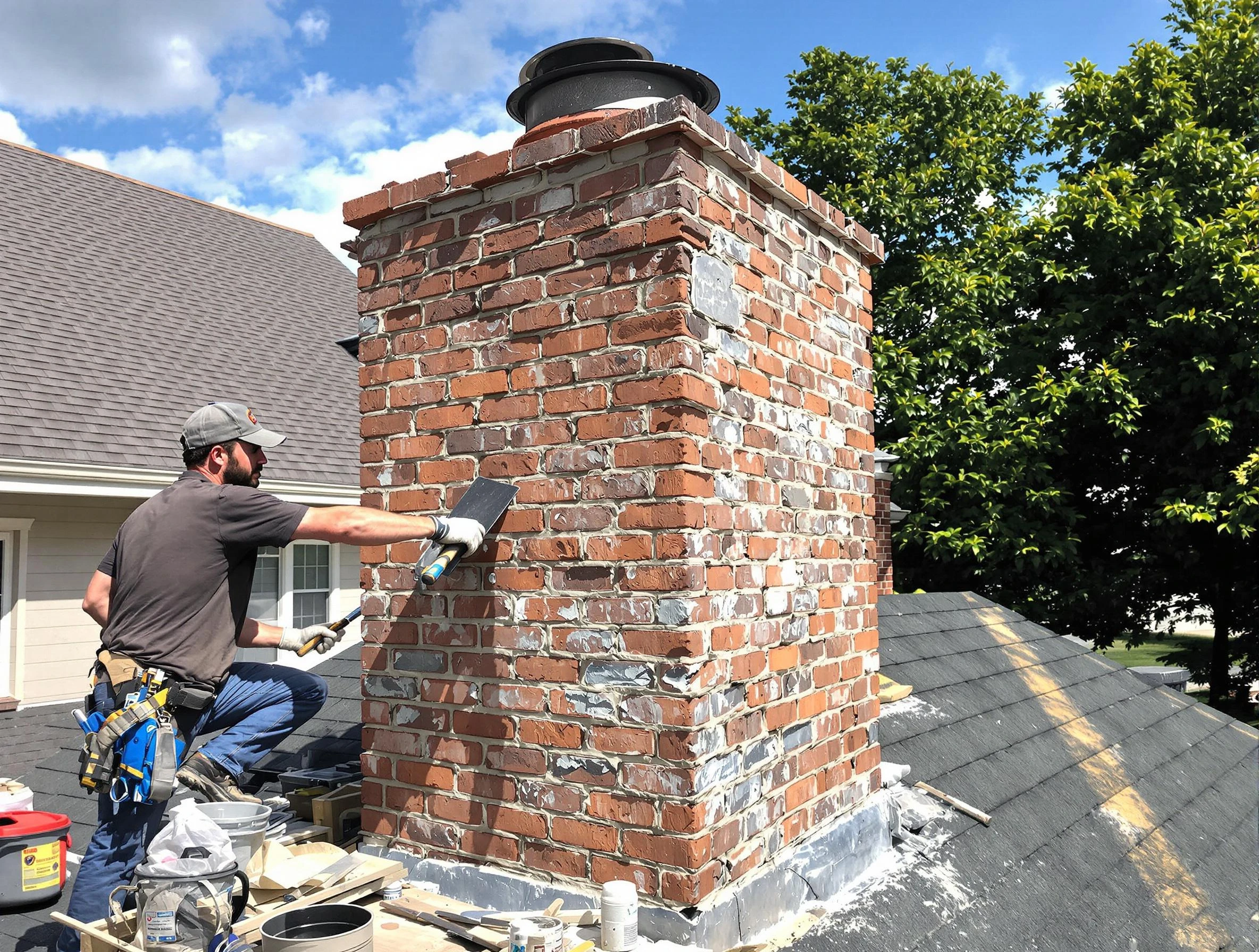 Completed chimney rebuild by White City Chimney Sweep in White City, UT