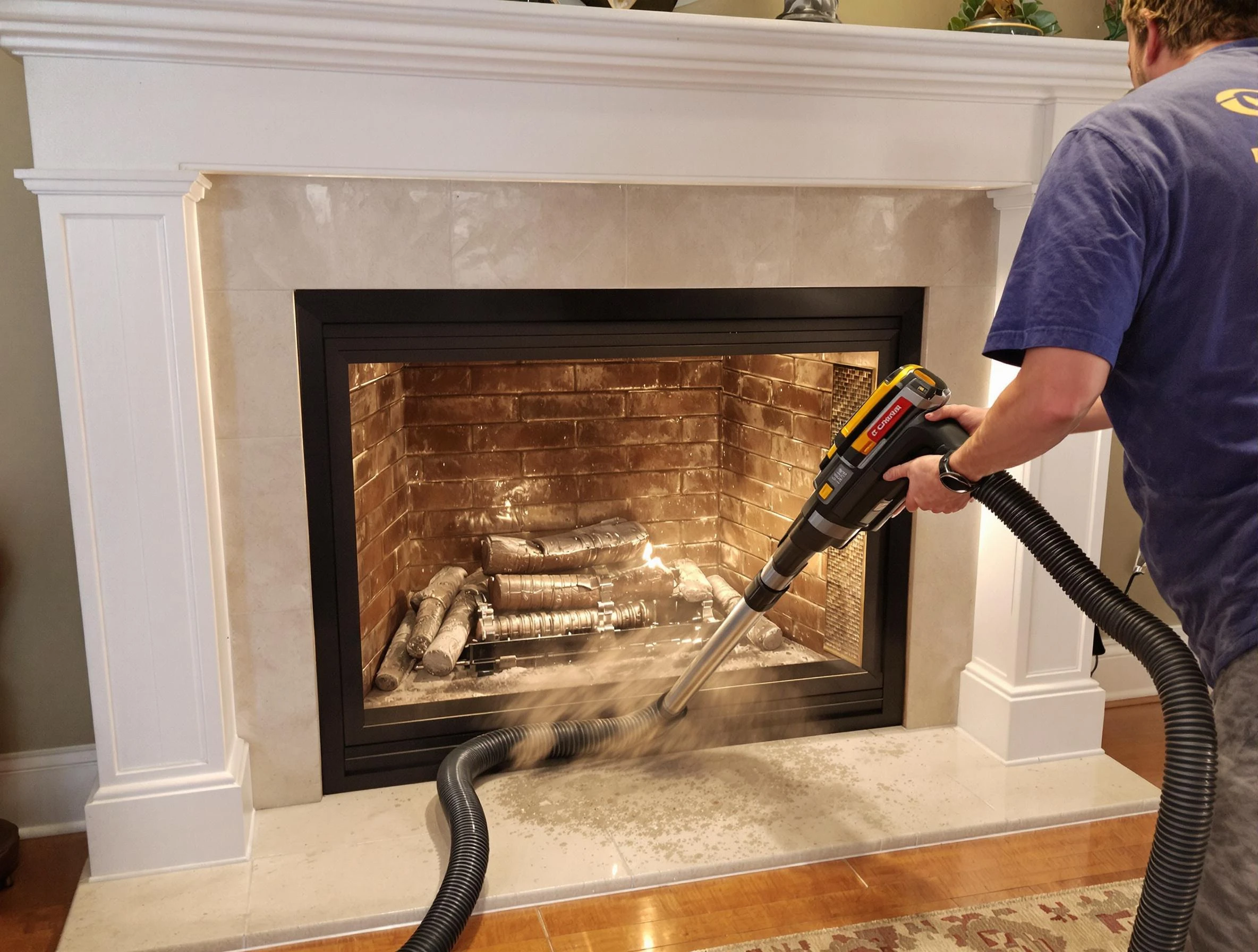 Fireplace cleaning performed by White City Chimney Sweep in White City, UT