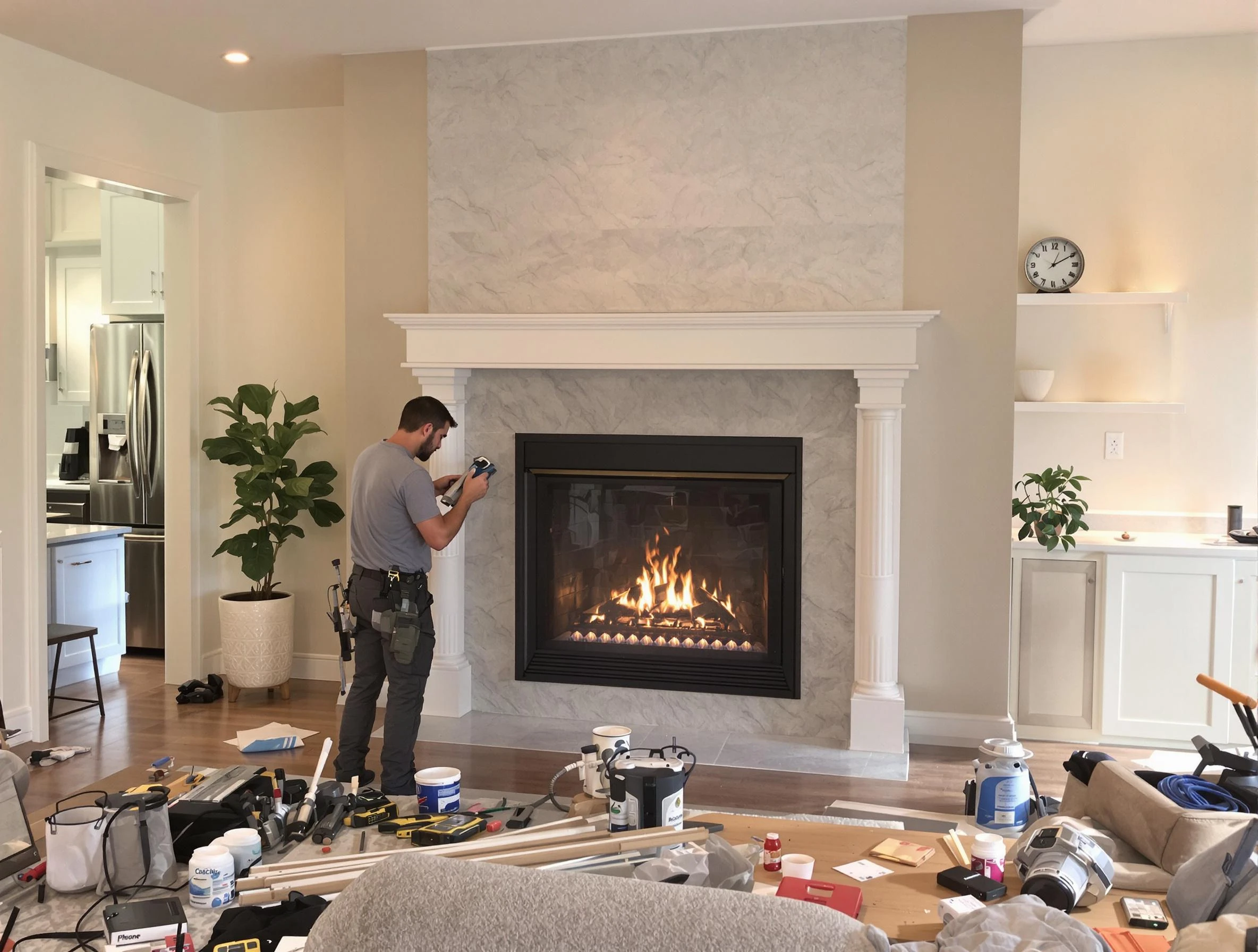Newly installed fireplace by White City Chimney Sweep in White City, UT
